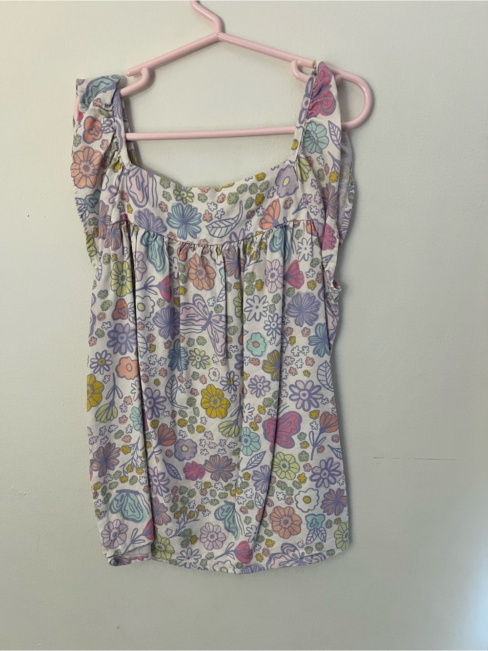 Cat & Jack Pastel Floral Ruffle-Strap Tank Top